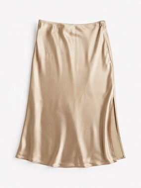 Old Navy Satin Midi Skirt in Champagne